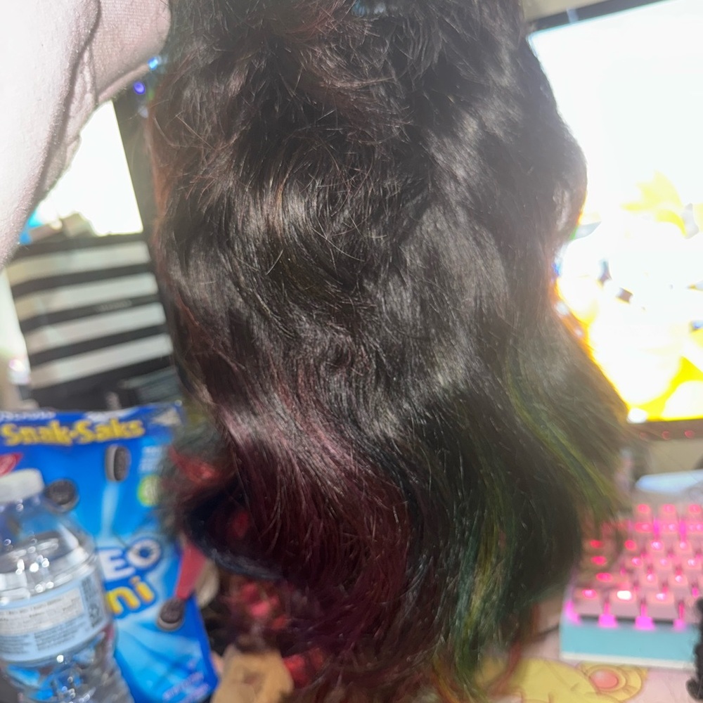 Multicolor Mullet Human Hair Wig